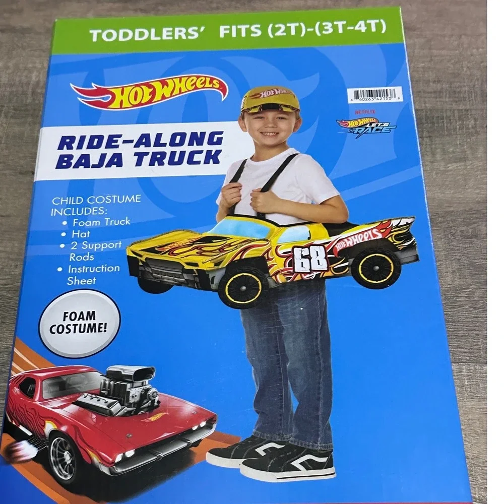 Hot Wheels Ride-Along Baja Truck Toddler Foam Costume Fits Size 2T-(3T-4T) NWT
